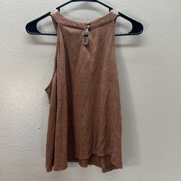 Joie 100% Linen Halter High Neck Brown Minimalist Basic Tank Top Summer size L - Picture 4 of 4